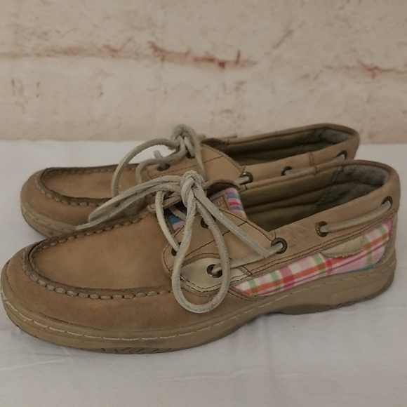 Sperry Top-Sider "Bluefish" Plaid KhakiShoes Sz 4M - Picture 1 of 7